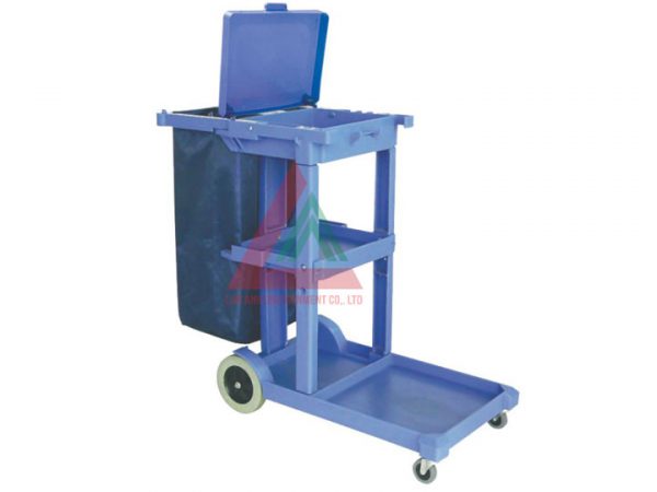 Xe đẩy 3 tầng chữ L màu xanh